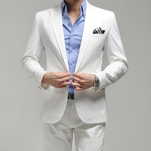  男装西服白色西装套装修身西服套装新郎服婚庆礼服职业装西服男