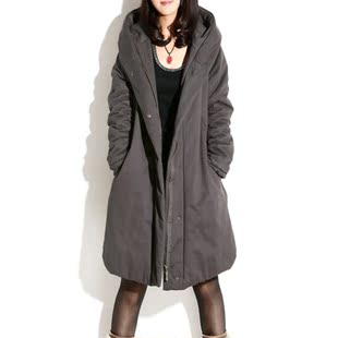  西子丽雪 秋冬新款大码外套女装连帽棉袄/棉服长款加厚 棉衣
