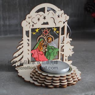  [X'mas]激光雕刻夹板烛台 圣诞礼品 圣诞礼品