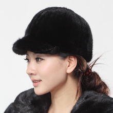 休闲鸭舌帽 皮草水貂帽子 貂皮帽子 老人帽子 帽<span class=H>女</span><span class=H>冬</span>季<span class=H>韩版</span>