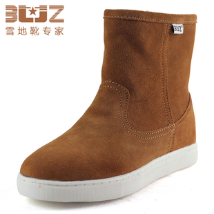  BUZ 男士牛皮防水情侣雪地靴 男高帮靴工装保暖棉靴潮靴 男女靴子