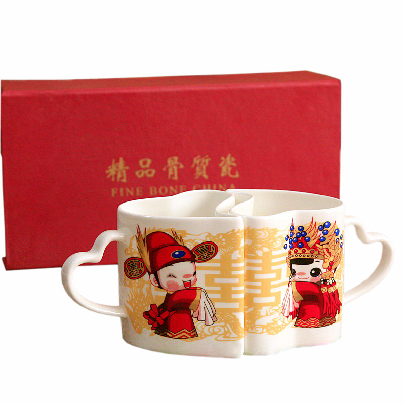 【精装】 骨瓷情侣杯/韩国创意杯子 结婚礼品 恋爱对杯 生日礼物