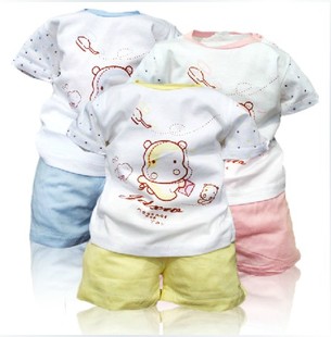  coin Hippo baby clothes baby clothes both document pattern, head and shoulder buckle set short sleeve shorts
