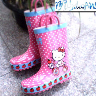  皇冠卡通可爱hellokitty猫儿童雨鞋雨靴时尚中大童女生套鞋促销价