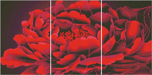 胡丽丽十字绣DMC套件富贵之花红牡丹三联画 有3D 5D 精准印花印布