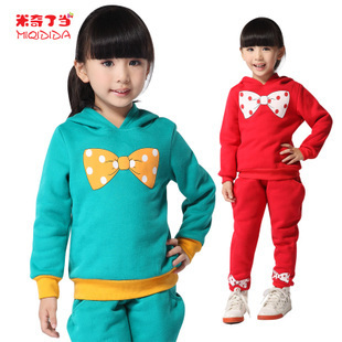  四六九岁原创童装女童新款韩版儿童抓绒休闲长袖卫衣长裤2件套装