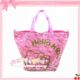 粉色绒面Hello kitty金字图案大手提包