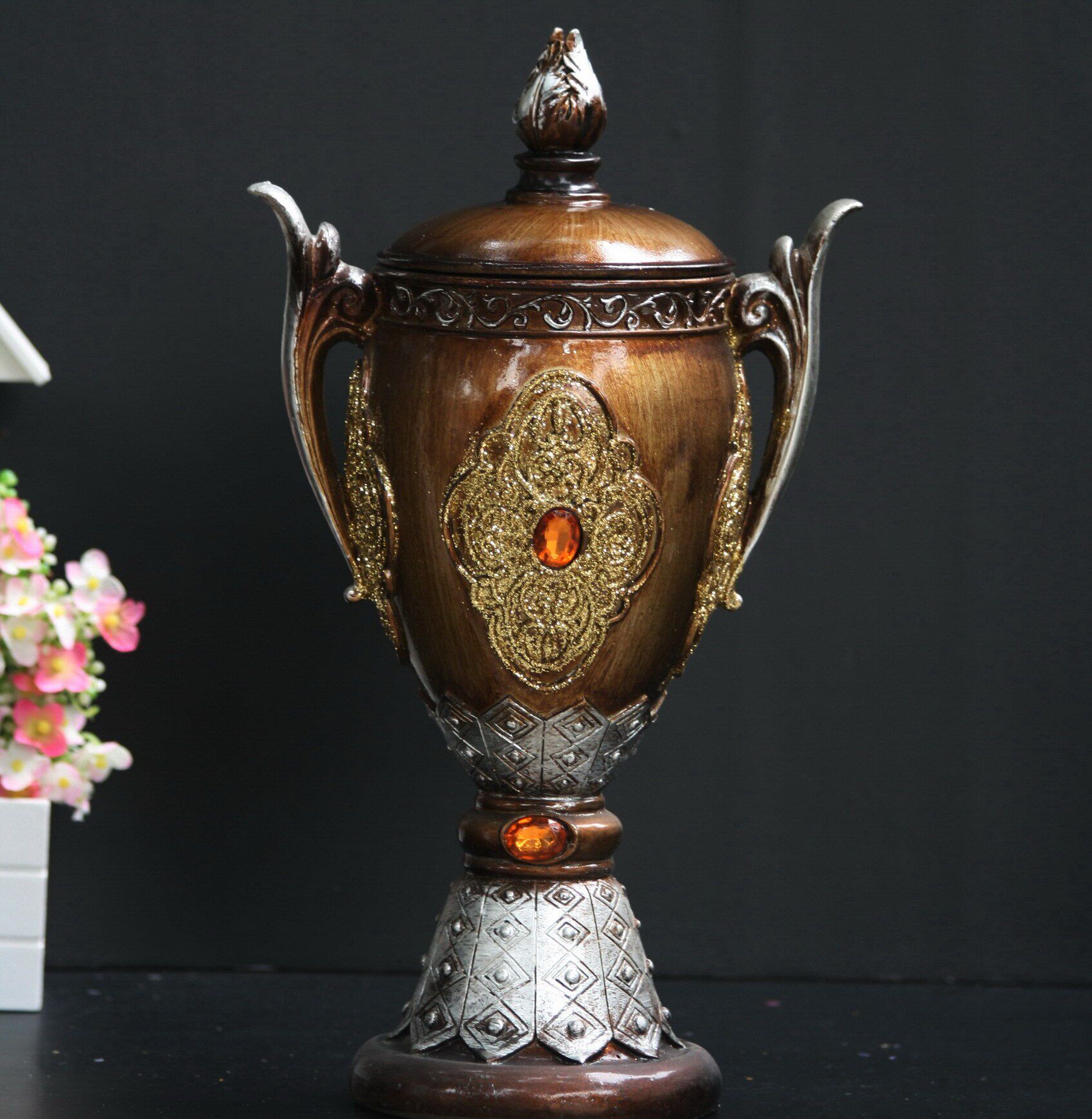 男女毕业纪念小礼物 仿古树脂储物装饰罐 镶珠 家居摆件 <span class=H>精品</span>礼物