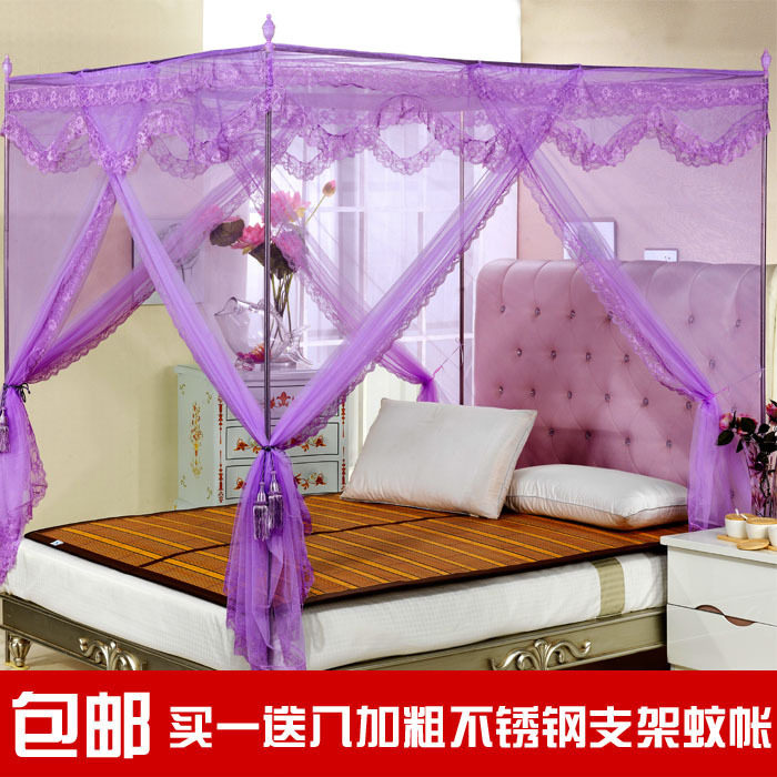 包邮 特价 三开门 蚊帐 不锈钢 落地 加粗 加厚 方顶 宫廷 蚊帐