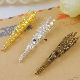  DIY饰品配件 饰品材料 41mm金/银/青铜色长喇叭花托 花帽