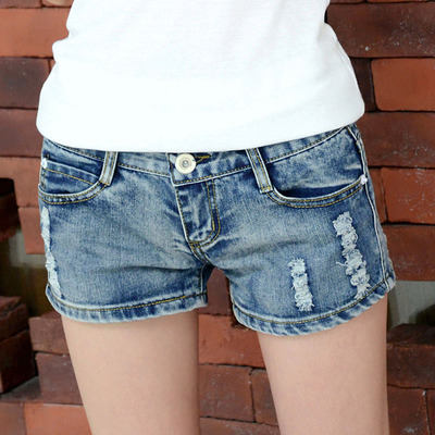 新款大码磨白破洞牛仔<em>短裤女夏</em>显瘦热裤韩版时