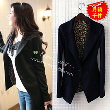 月销千件 陌尚正品 时尚新款豹纹里小西装外套OL百搭修身西服女装