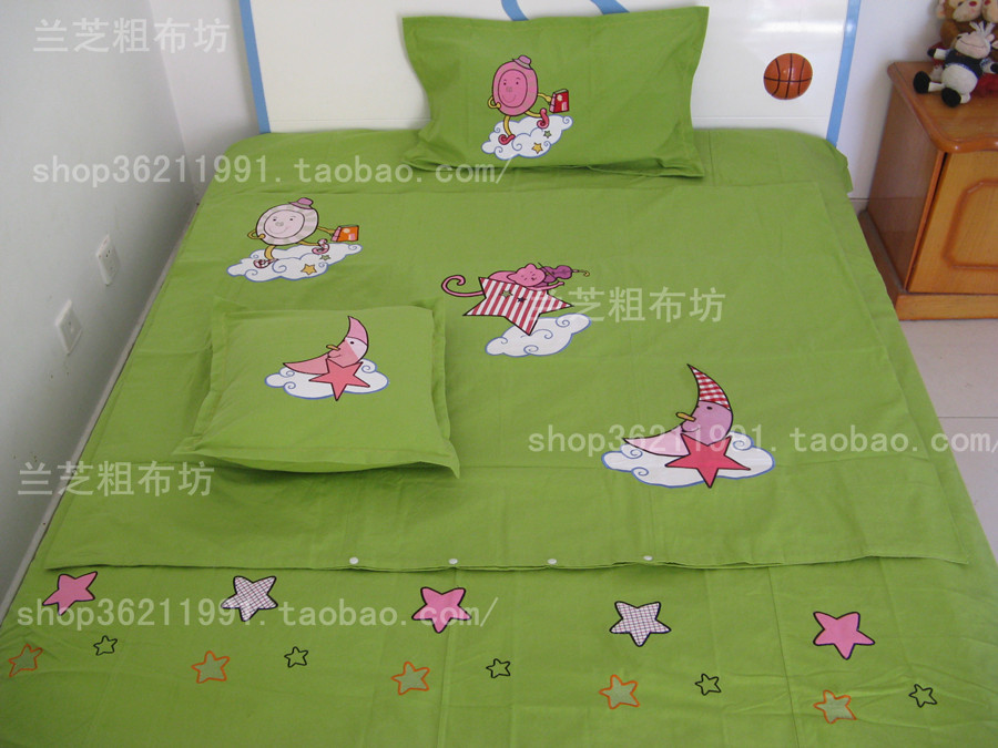 green environmental protection pure cotton The old coarse cloth children Embroidery patch Cartoon Single Four piece suit star Moon Hypnotizein the Bedclothes , Bedding Sets/Family of four/Multiple sets of category - from Buy2taobao.com to provide professional Taobao agent buy service