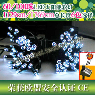  BFE高端太阳能100LED彩灯串led婚庆节日装饰闪灯solar power 5色