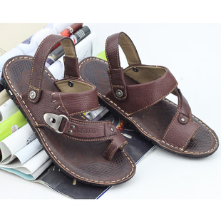  正品纯意大利手工男式凉鞋 全头层牛皮两用沙滩套趾男凉鞋