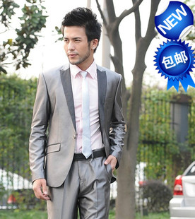  新款韩版修身男式西装时尚休闲西服套装 男士新郎礼服西服