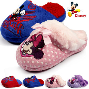  儿童棉拖鞋迪士尼儿童拖鞋男童女童防滑特价米奇卡通可爱冬季棉鞋