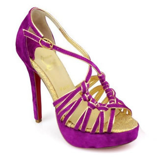 2014夏季 羊皮防水台紫色高贵 露趾凉鞋高跟鞋