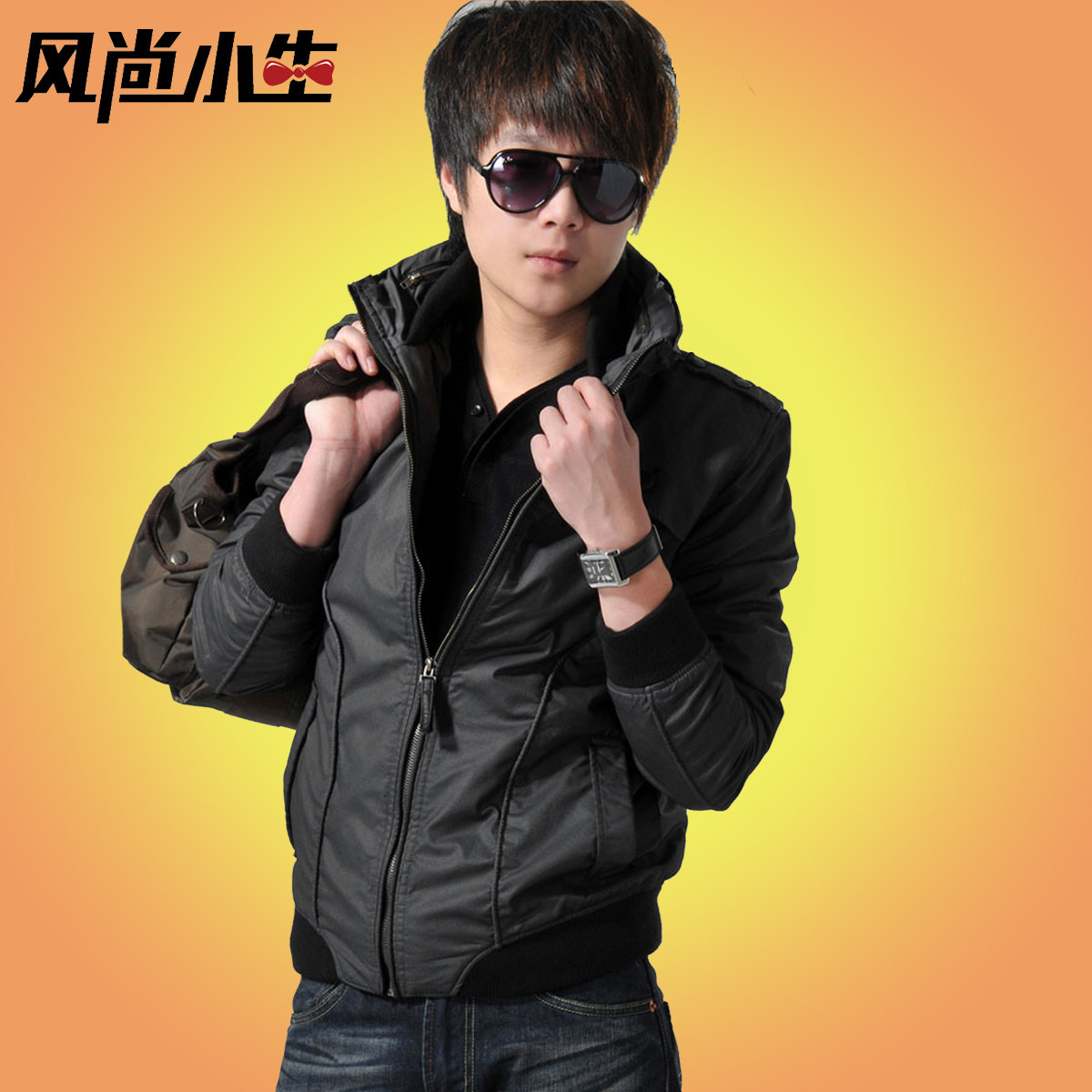 男士修身夹克秋冬装新款<em>韩版男装</em>立领<em>外衣</em>时尚