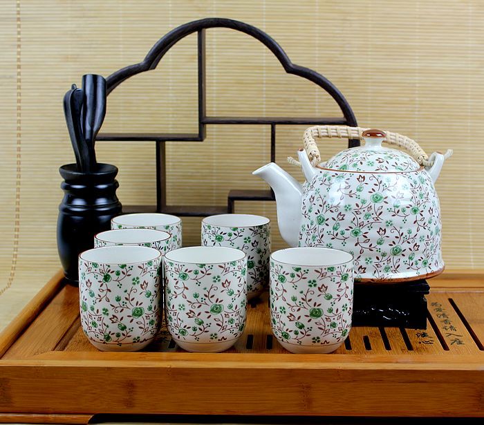 景德镇沁玉陶瓷 功夫提梁茶具7件套装居家生活日用套装礼品 T126 景德镇沁玉陶瓷 功夫提梁茶具7件套装居家生活日用套装礼品 T126