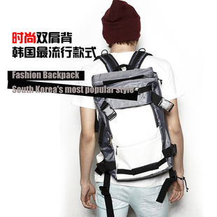  新款韩版男士学生包书包男式电脑包双肩包运动背包单肩斜跨包