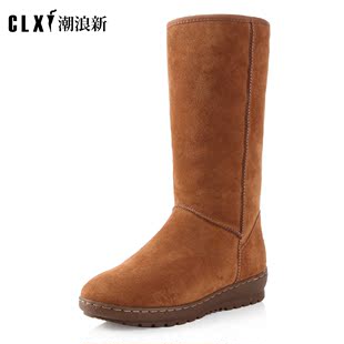 圣诞回馈 潮浪新 秋冬磨砂皮长筒毛绒橡胶底雪地棉靴CLX1206-9M