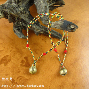  ￥特价9.8元￥宝宝平安辟邪脚链 五色线虎头铜铃铛脚链一对