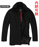 中老年男士中长款冬装加厚男棉衣棉服棉袄 内胆毛胆可脱 翻领