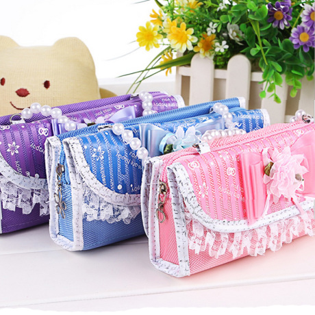 韩版笔袋女儿童收纳袋小学生文具袋多功能珍珠