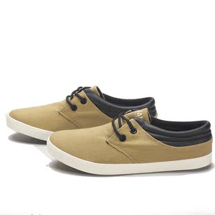  远步正品 秋冬季英伦中帮纯色男士休闲帆布鞋