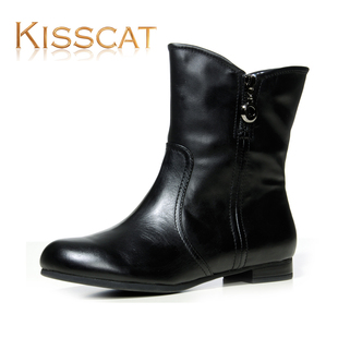  KISSCAT接吻猫 专柜正品牛皮K20562-02女中靴冬季马丁靴