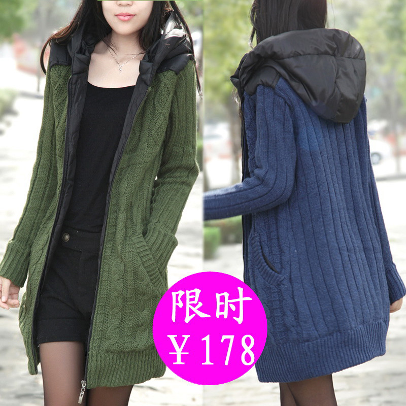 2011秋冬装新款女韩版羊毛开衫夹棉加厚毛衣外套修身显瘦<span class=H>热销</span>大码