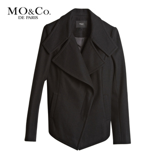 MO&amp;Co. 摩安珂 女装M114COT16经典纯色翻领羊毛毛呢外套moco