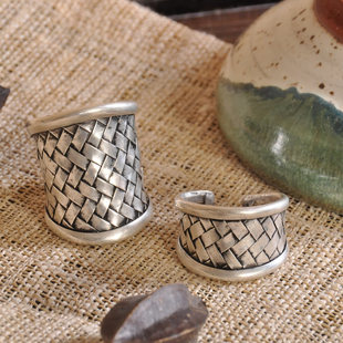  【遇见未知】天窗 文艺古着风格 手工苗银开口戒指 大小可调节