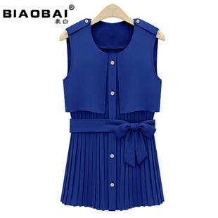 2013夏装高品质百褶<em>无袖大码雪纺</em>衫衬衣<em>开衫</em>