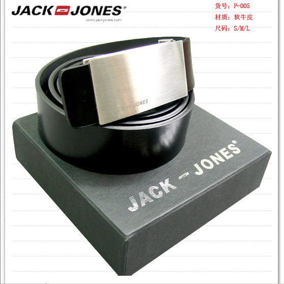 jack jones 专柜同步真皮 钢头皮带