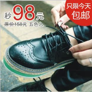  春秋新款 徐濠萦松糕鞋潮鞋欧美复古休闲女鞋厚底鞋英伦单鞋