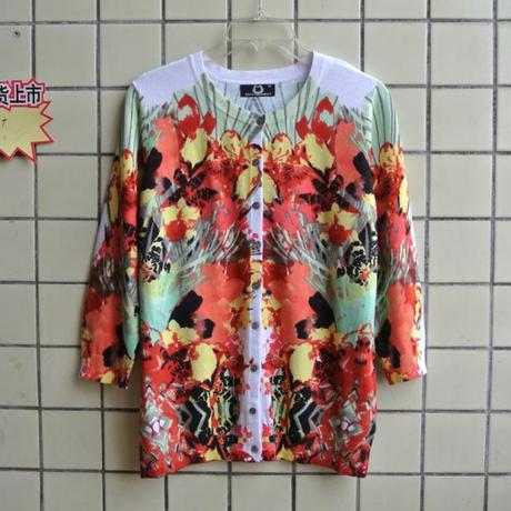 欧美品牌打折<em>中老</em>妈妈服饰纯棉<em>开衫</em>女装针织毛