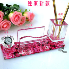 源达 水晶办公用品三件套/水晶笔筒/名片夹/商务往来/单位礼品