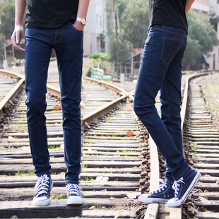 2014秋季新款男裝牛仔褲薄款修身小腳褲韓版休閒褲男士緊身鉛筆褲