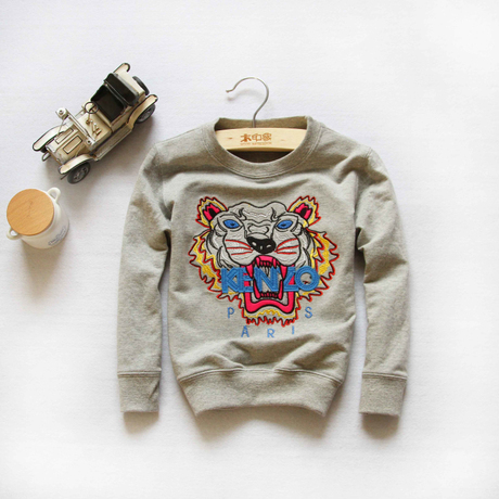 韩国原单男童女童纯棉卫衣纯毛衣烟灰色<em>打底</em>绒