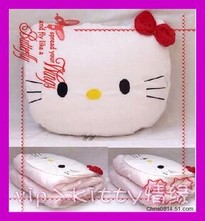 白色猫头抱枕被子35元