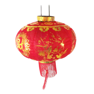  团年货 春节元宵灯笼绒面大红灯笼（恭喜发财）喜鹊报春 一对