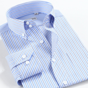  [SmartFive]秋季新品全棉免烫商务休闲修身条纹衬衫男士长袖衬衣