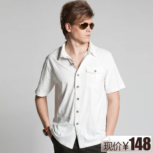 New 148 package mail! Ma Ke m cable summer genuine business casual cotton short sleeve  shirt for men 4 colors