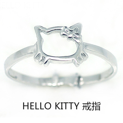 KMIX银饰 hello kitty 凯蒂猫开口戒指 925纯银尾戒 韩版 女 0737 KMIX银饰 hello kitty 凯蒂猫开口戒指 925纯银尾戒 韩版 女 0737