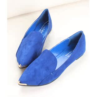  我爱淘折 包邮 VIVI美春秋款糖果色单鞋瓢鞋时尚金属尖头平跟女鞋