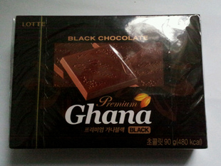  韩国进口食品 乐天加纳纯黑巧克力 90克/18枚盒装最好吃的零食