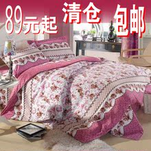 2012新品家纺 韩国特级冰丝绒印花床上用品床单式四件套