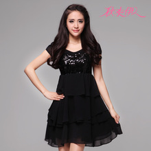秋水伊人2012夏季新款亮片雪纺<span class=H>蓬蓬</span><span class=H>裙</span>连衣<span class=H>裙</span>112102222原价398